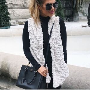 Dylan Los Angeles Womens M Ivory Faux Fur Vest Boho Après Ski Soft Warm Lined